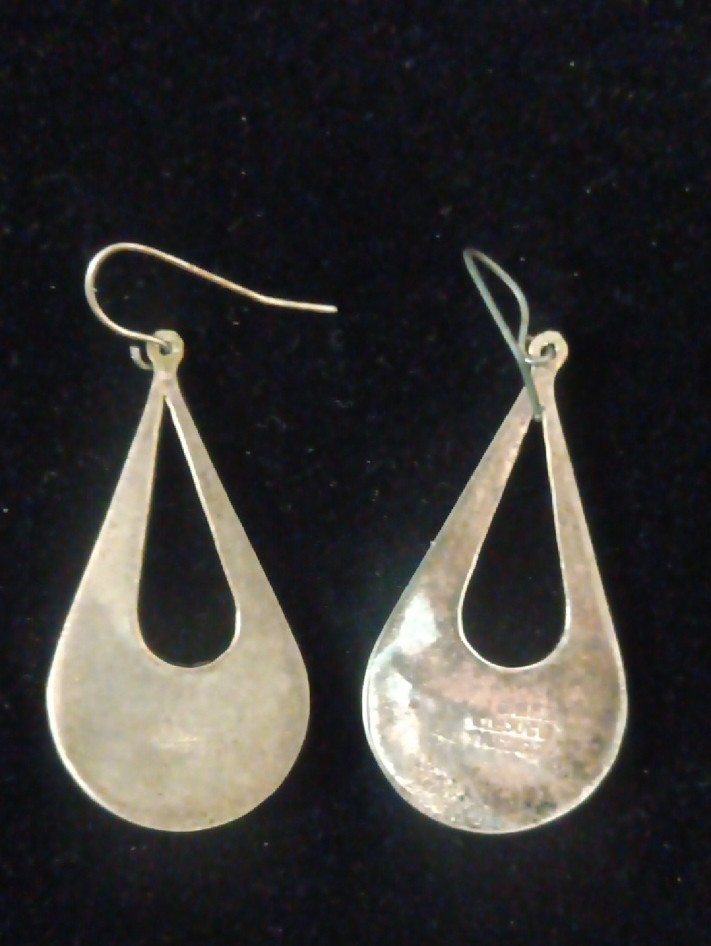 Vintage Mexican Artisan Handcrafted Blue Floral Abalone Earrings - Picture 2 of 3